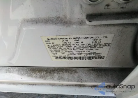 2008 Nissan Altima 2.5 S z USA, uszkodzony, nr VIN 1N4AL21E18N547297